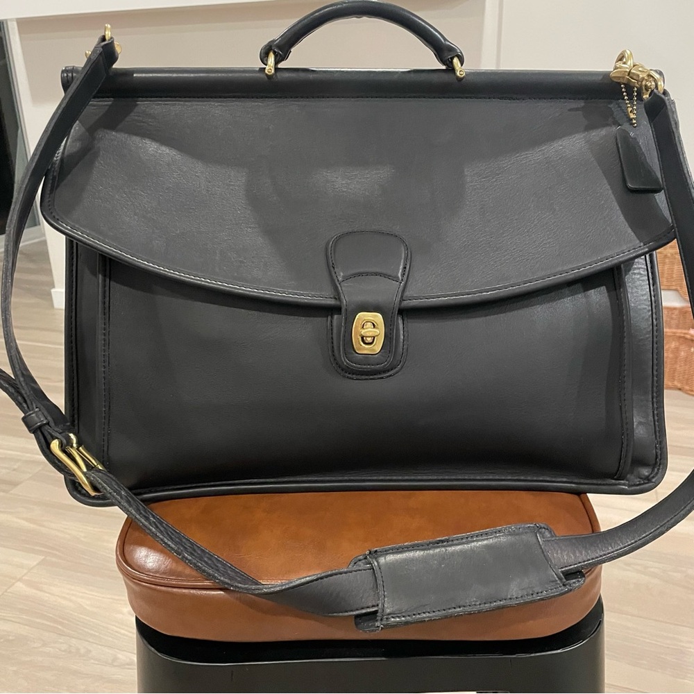90’s Vintage Coach H7C5266 Beekman Vintage Black Leather Briefcase